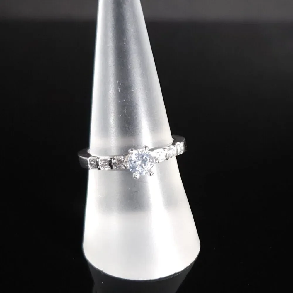 Simulated Diamond Ring in Sterling Silver Size 7